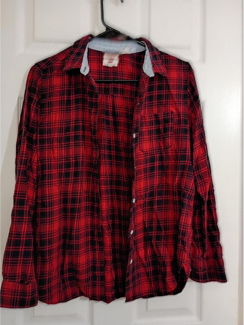 Levi's Boyfriend Fit Red and Black Plaid Shirt - Size Small
